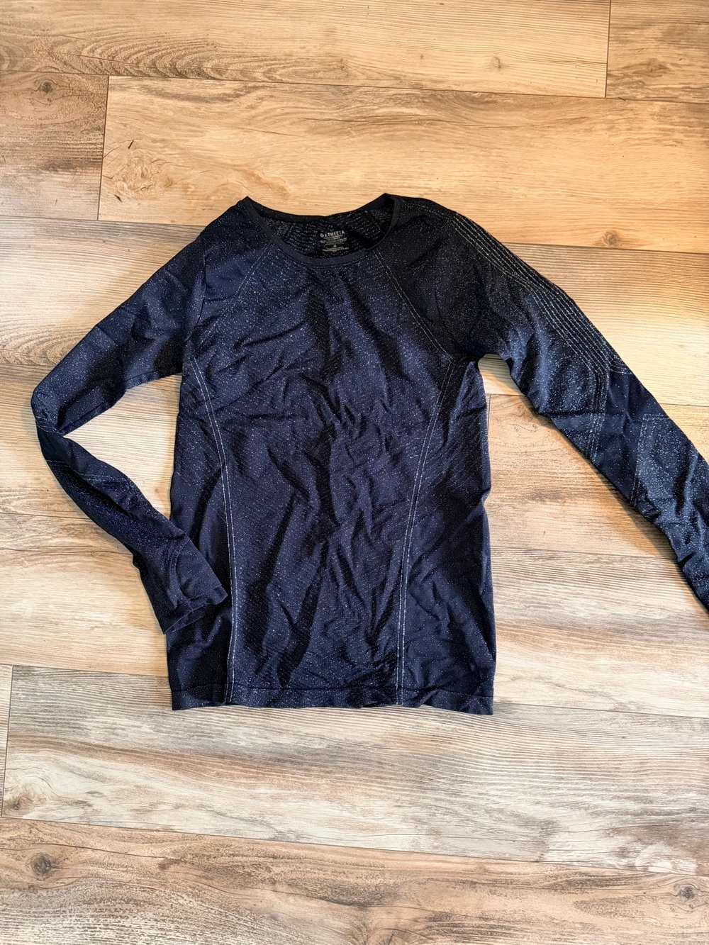 Athleta Black Glitter Long Sleeve Performance Top